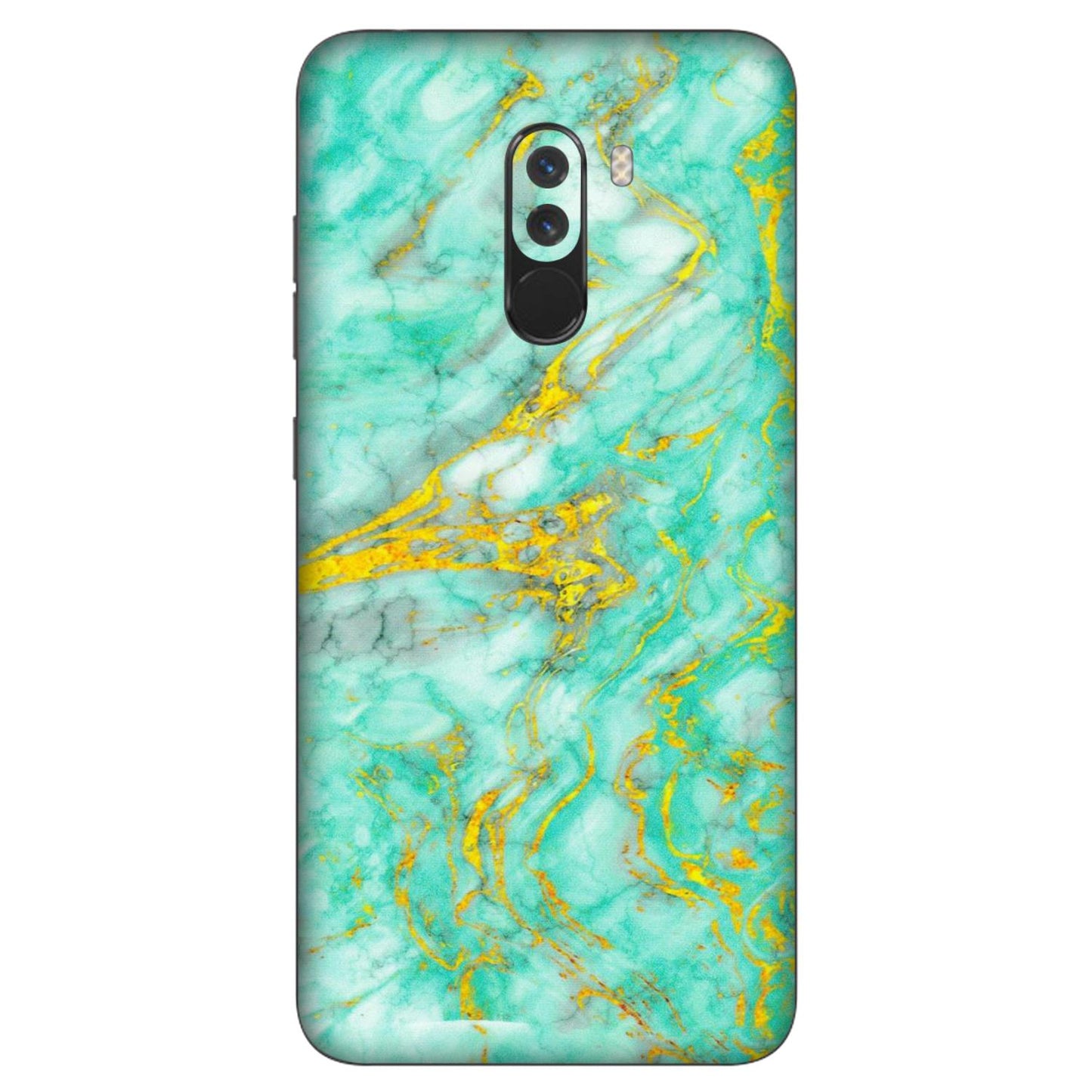 POCO Phone Skins (All Models) - Green And Gold Marble Feel - Matte Finish (M-16) Poco F1