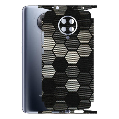 POCO Phone Skins (All Models) - Black & White Dotted Honeycomb Texture - 3D Embossed Finish (L-202) Poco F2 Pro