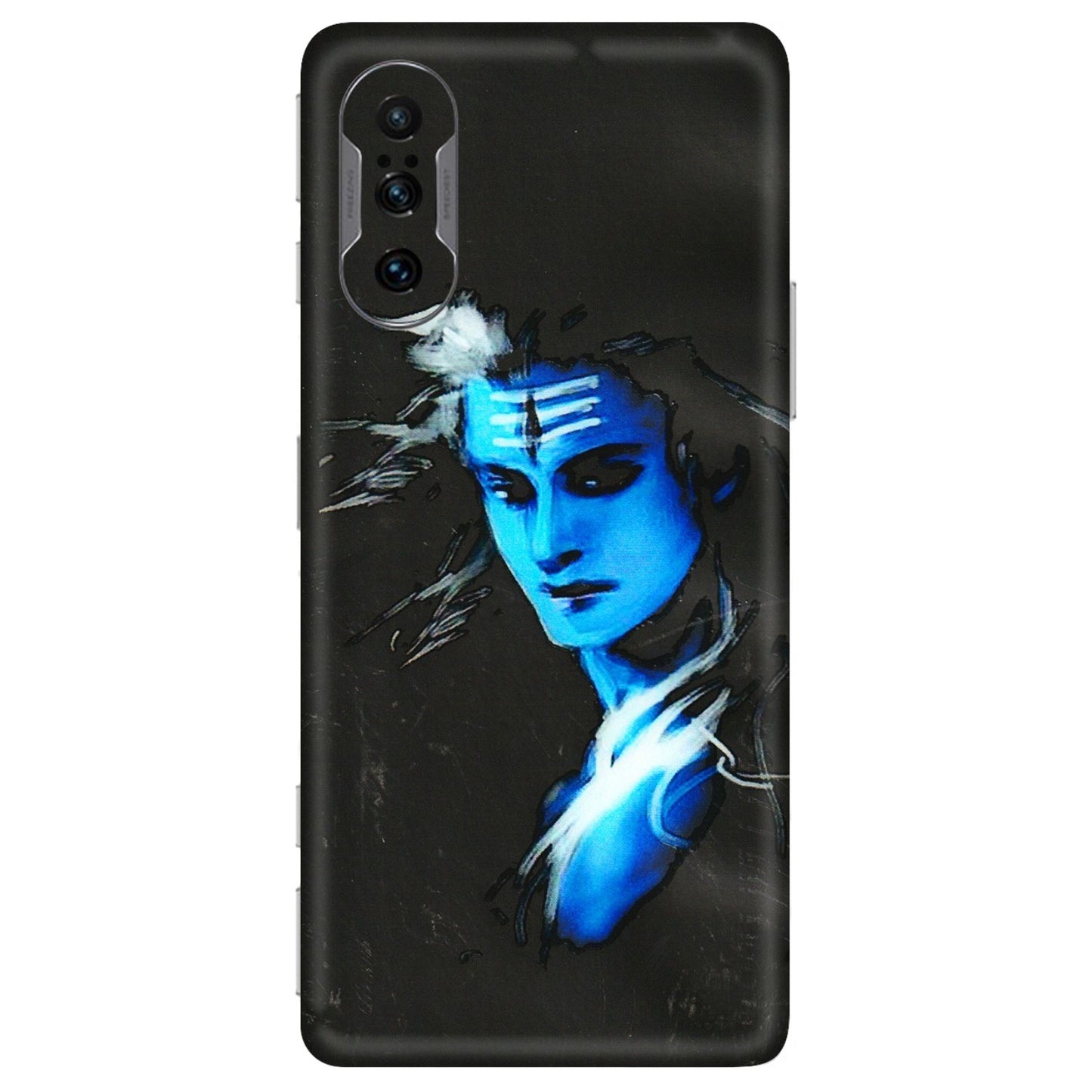 POCO Phone Skins (All Models) - Har Har Mahadev Blue/Black - 3D Embossed Finish (L-185) Poco F3 GT (5G)
