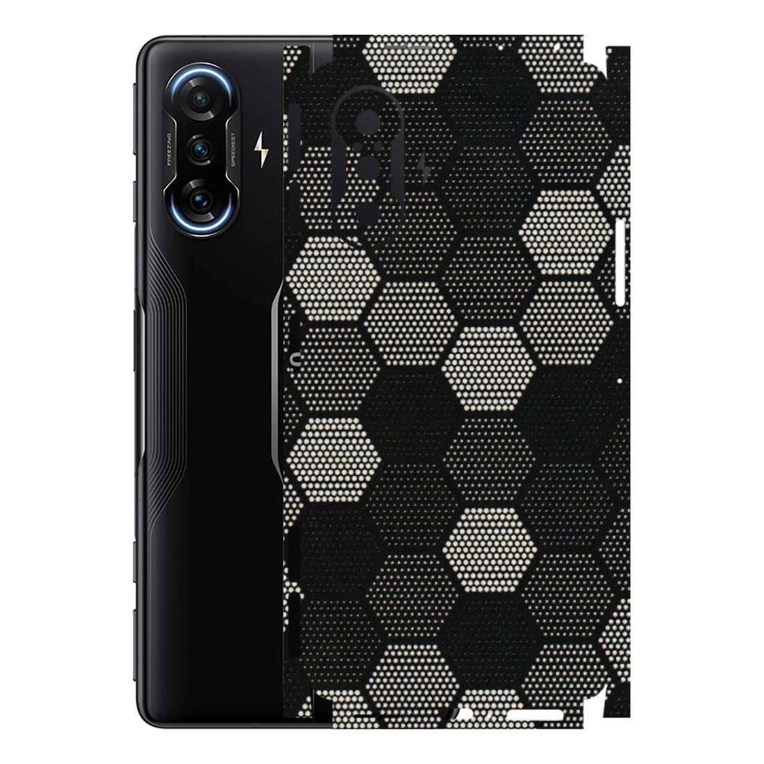POCO Phone Skins (All Models) - Black & White Dotted Honeycomb Texture - 3D Embossed Finish (L-202) Poco F3 GT (5G)
