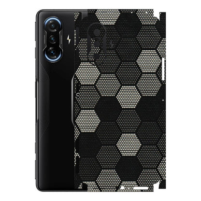 POCO Phone Skins (All Models) - Black & White Dotted Honeycomb Texture - 3D Embossed Finish (L-202) Poco F3 GT (5G)