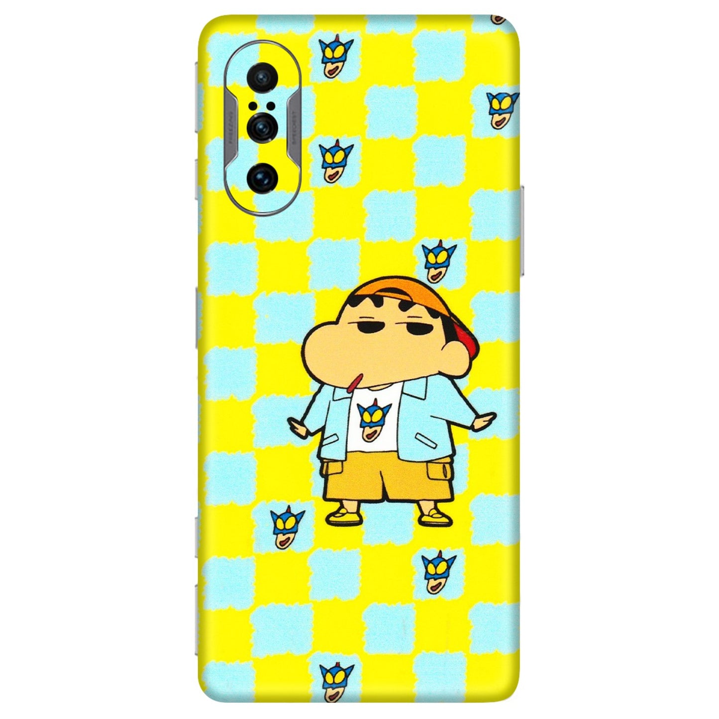 POCO Phone Skins (All Models) - Yellow Blue Shinchan Cute - 3D Embossed Finish (L-221) Poco F3 GT (5G)