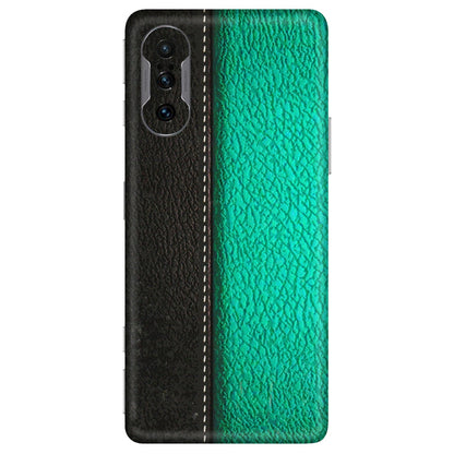 POCO Phone Skins (All Models) - Black Green Dual  Leather Stich - 3D Embossed Finish (L-233) Poco F3 GT (5G)