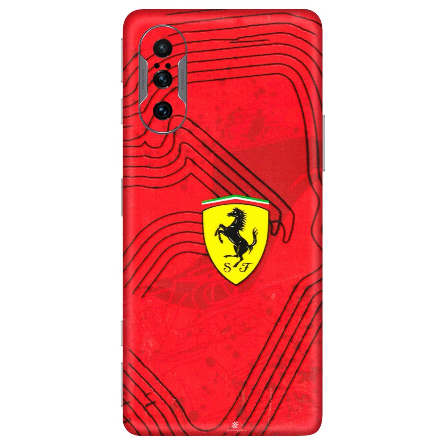 POCO Phone Skins (All Models) - Red Ferrari Logo Stylish - 3D Embossed Finish (L-238) Poco F3 GT (5G)
