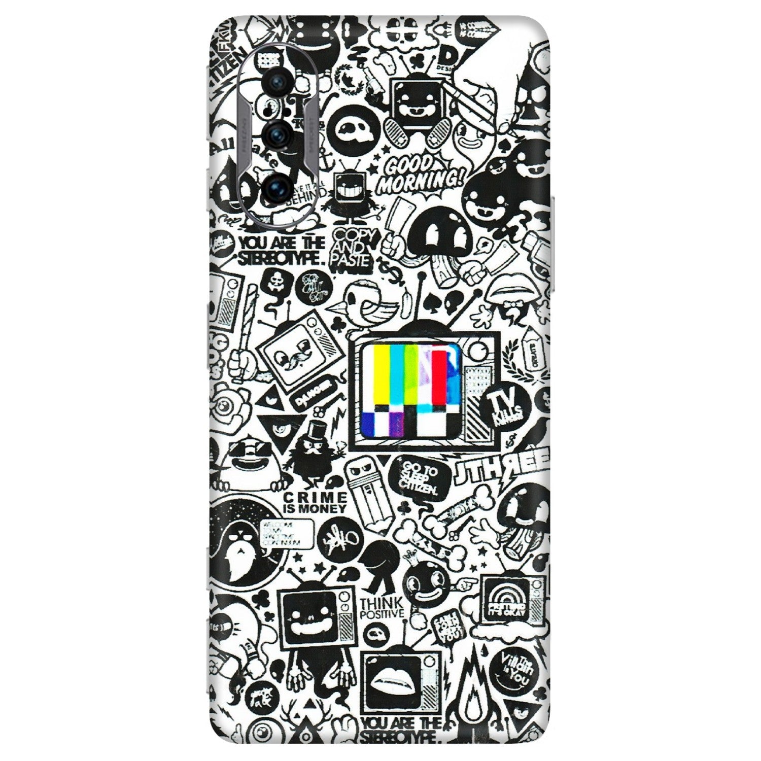 POCO Phone Skins (All Models) - Doodles Positive Art - 3D Embossed Finish (L-263) Poco F3 GT (5G)
