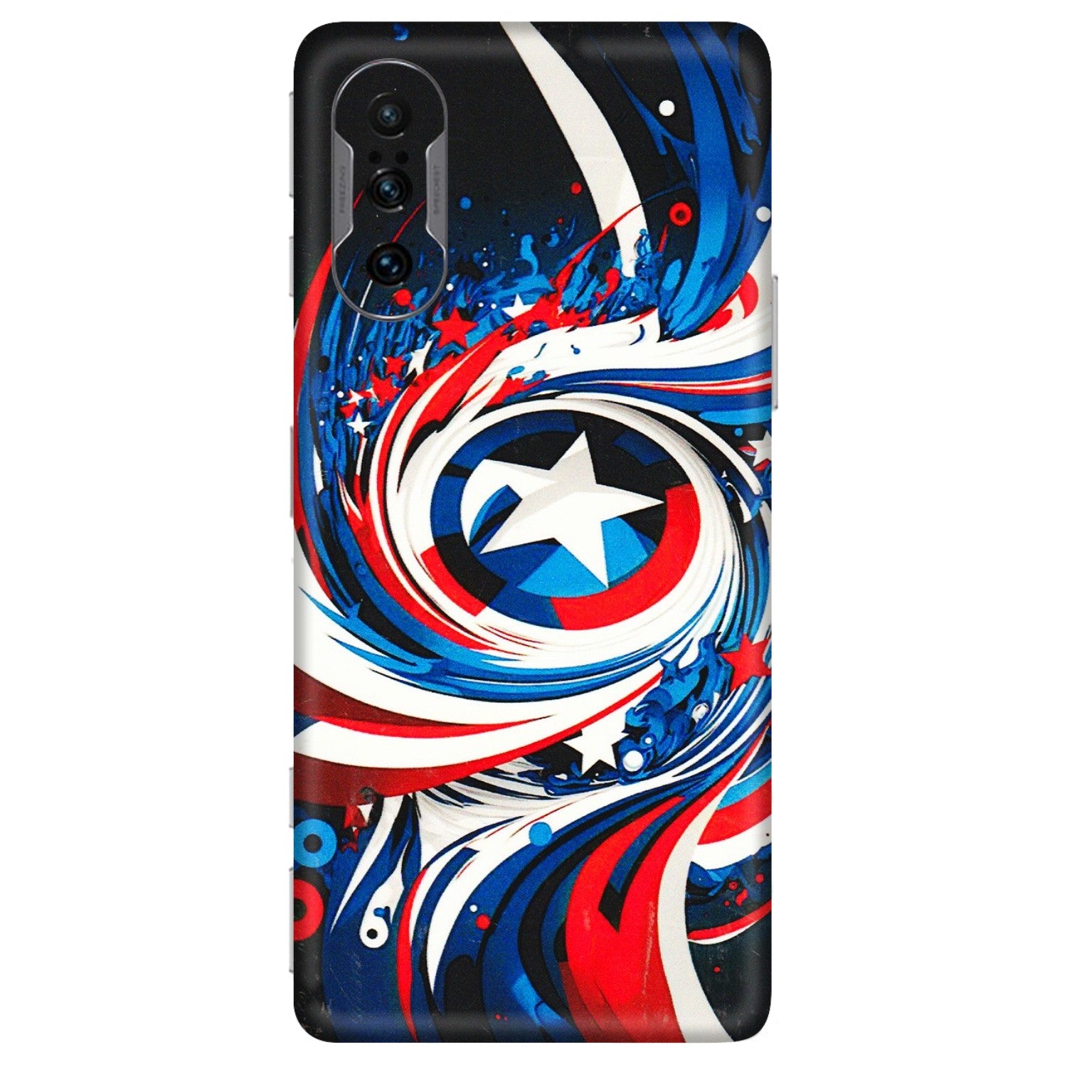 POCO Phone Skins (All Models) - Captain America Logo - 3D Embossed Finish (L-307) Poco F3 GT (5G)