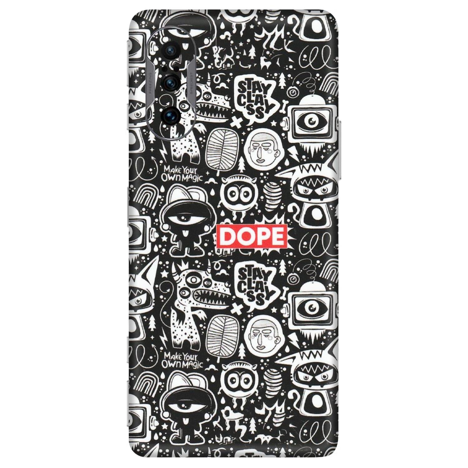 POCO Phone Skins (All Models) - Dope Stay Classy Black Doodles - Matte Finish (M-126) Poco F3 GT (5G)