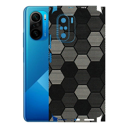 POCO Phone Skins (All Models) - Black & White Dotted Honeycomb Texture - 3D Embossed Finish (L-202) Poco F3
