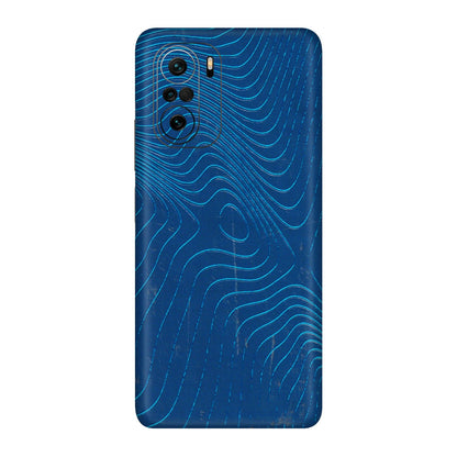 POCO Phone Skins (All Models) - Abstract Blue Line Map - 3D Embossed Finish (L-272) Poco F3