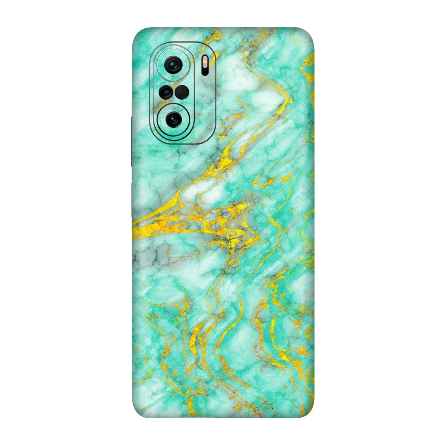 POCO Phone Skins (All Models) - Green And Gold Marble Feel - Matte Finish (M-16) Poco F3