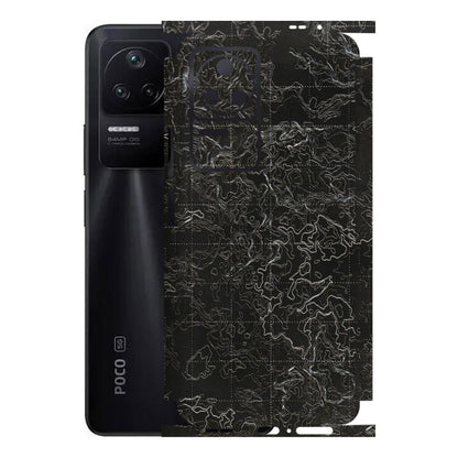 POCO Phone Skins (All Models) - Black map Texture - 3D Embossed Finish (L-201) Poco F4 (5G)