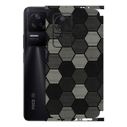 POCO Phone Skins (All Models) - Black & White Dotted Honeycomb Texture - 3D Embossed Finish (L-202) Poco F4 (5G)