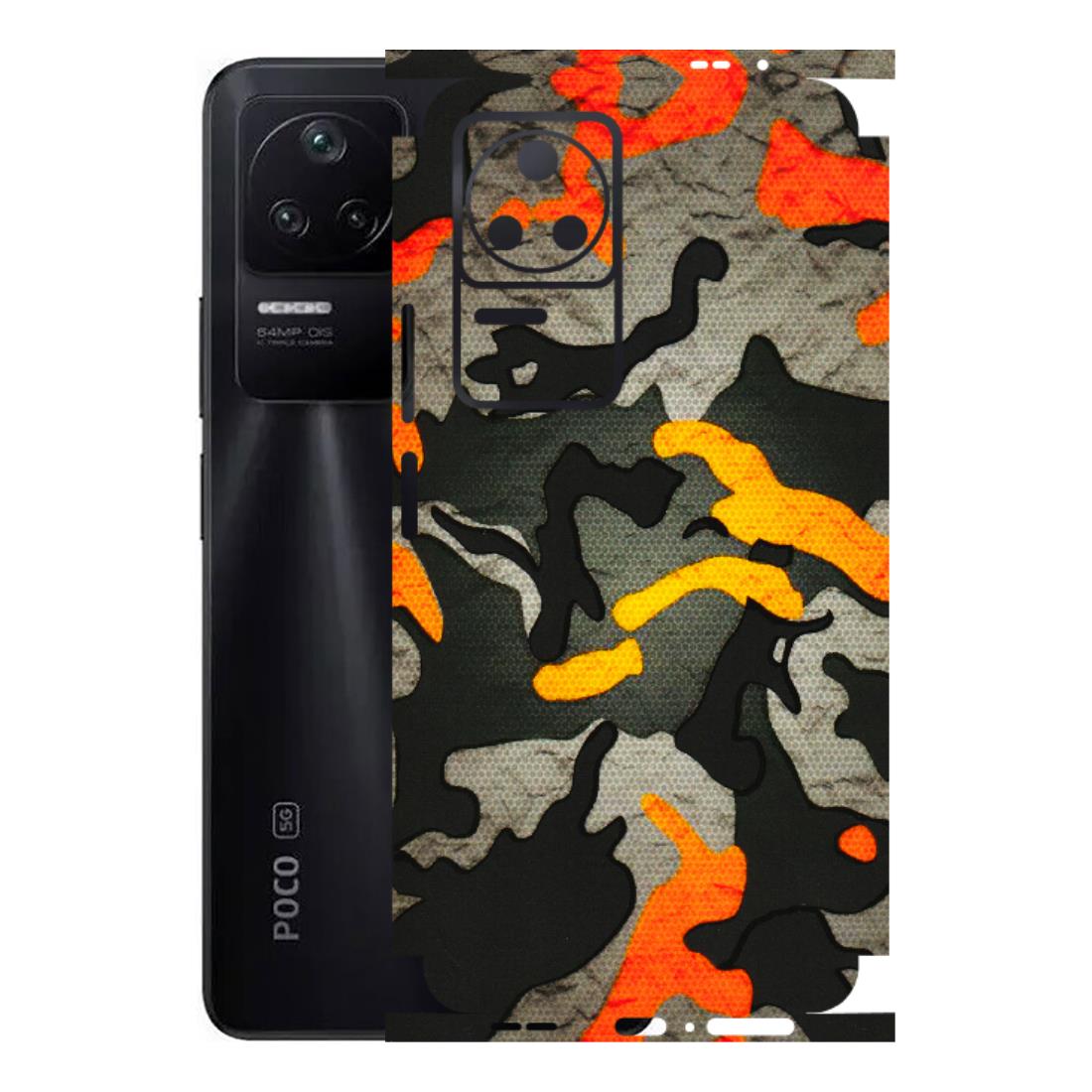 POCO Phone Skins (All Models) - Orange Camouflage - 3D Embossed Finish (L-204) Poco F4 (5G)
