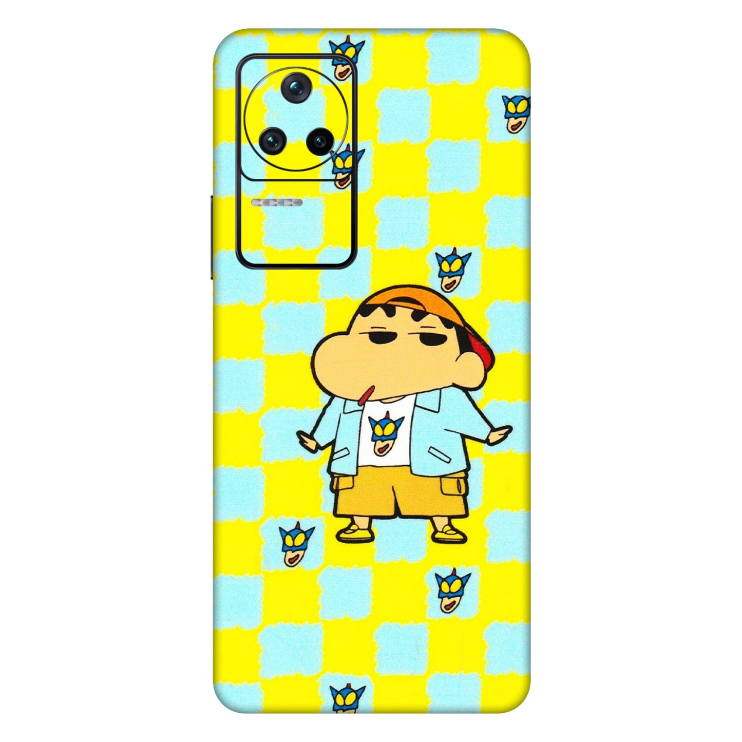 POCO Phone Skins (All Models) - Yellow Blue Shinchan Cute - 3D Embossed Finish (L-221) Poco F4 (5G)