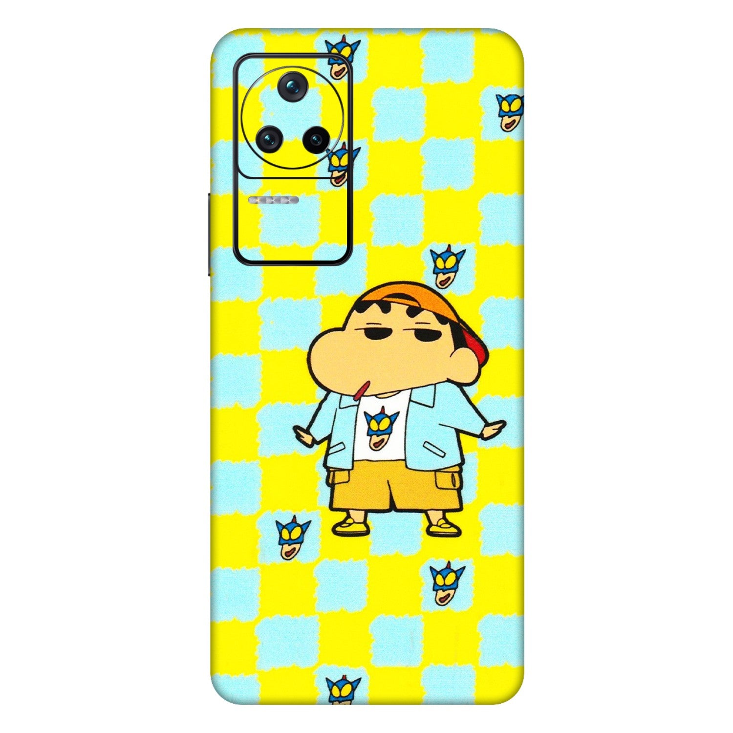 POCO Phone Skins (All Models) - Yellow Blue Shinchan Cute - 3D Embossed Finish (L-221) Poco F4 (5G)