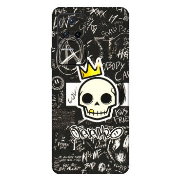 POCO Phone Skins (All Models) - Funny Skull Black Chalk Grafitti - 3D Embossed Finish (L-22) Poco F4 (5G)