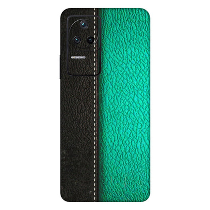 POCO Phone Skins (All Models) - Black Green Dual  Leather Stich - 3D Embossed Finish (L-233) Poco F4 (5G)
