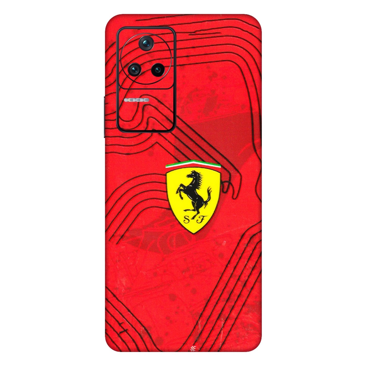 POCO Phone Skins (All Models) - Red Ferrari Logo Stylish - 3D Embossed Finish (L-238) Poco F4 (5G)