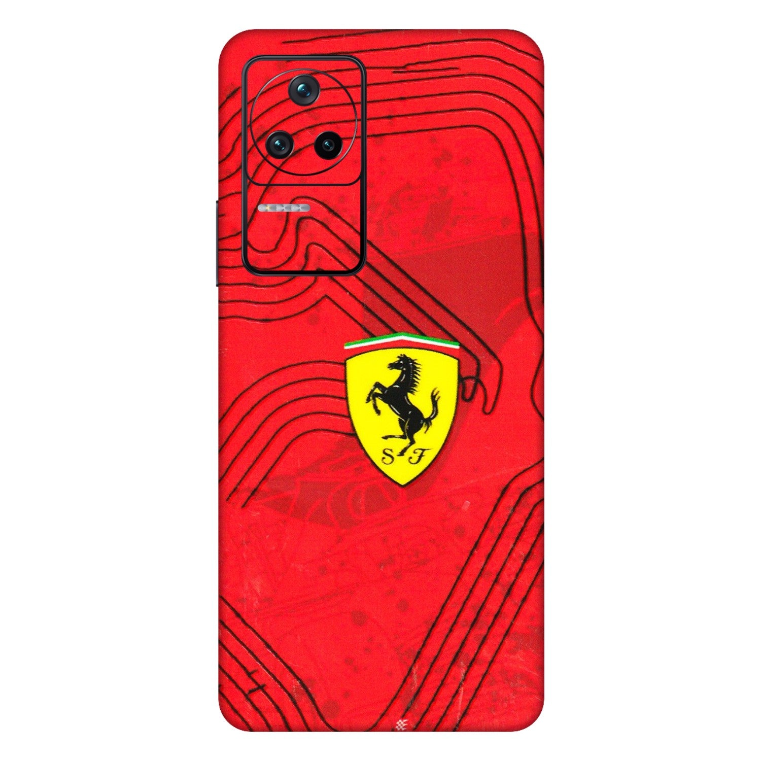 POCO Phone Skins (All Models) - Red Ferrari Logo Stylish - 3D Embossed Finish (L-238) Poco F4 (5G)