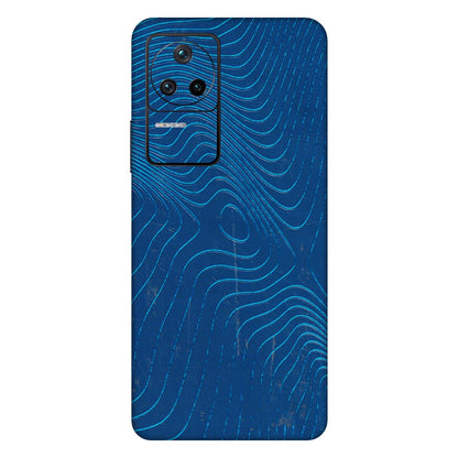 POCO Phone Skins (All Models) - Abstract Blue Line Map - 3D Embossed Finish (L-272) Poco F4 (5G)