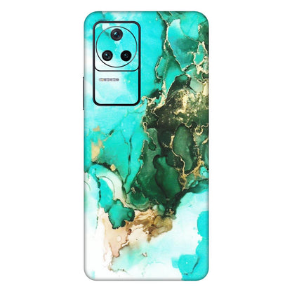 POCO Phone Skins (All Models) - The Blue Gold Marble - Matte Finish (M-124) Poco F4 (5G)