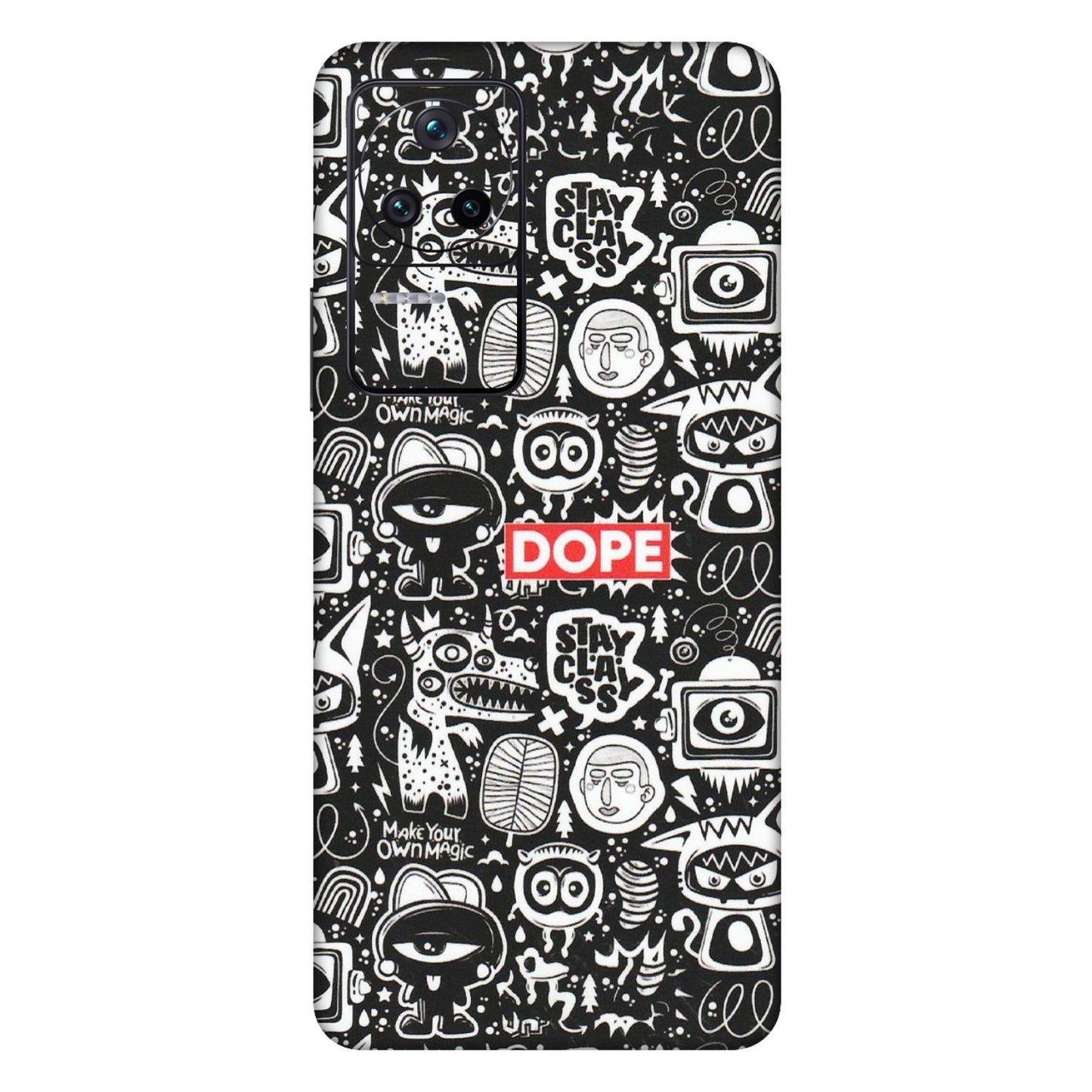 POCO Phone Skins (All Models) - Dope Stay Classy Black Doodles - Matte Finish (M-126) Poco F4 (5G)