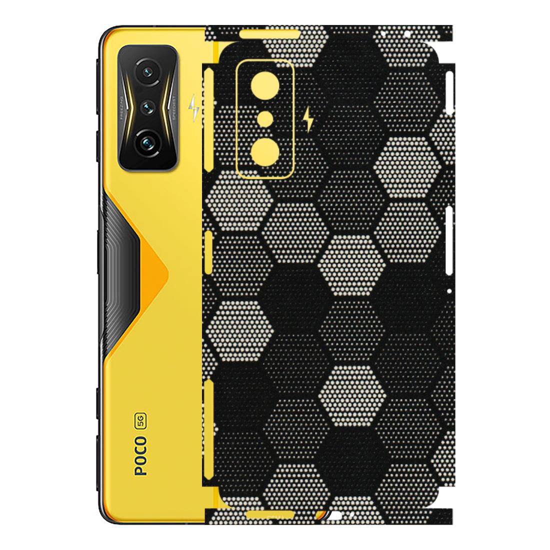 POCO Phone Skins (All Models) - Black & White Dotted Honeycomb Texture - 3D Embossed Finish (L-202) Poco F4 GT