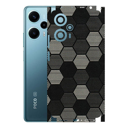 POCO Phone Skins (All Models) - Black & White Dotted Honeycomb Texture - 3D Embossed Finish (L-202) Poco F5 (5G)