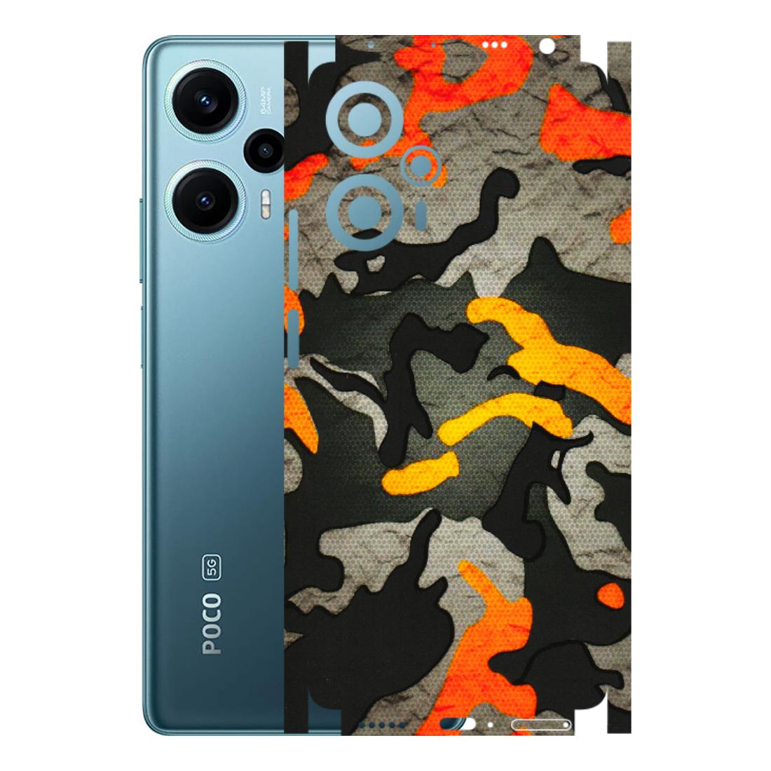 POCO Phone Skins (All Models) - Orange Camouflage - 3D Embossed Finish (L-204) Poco F5 (5G)