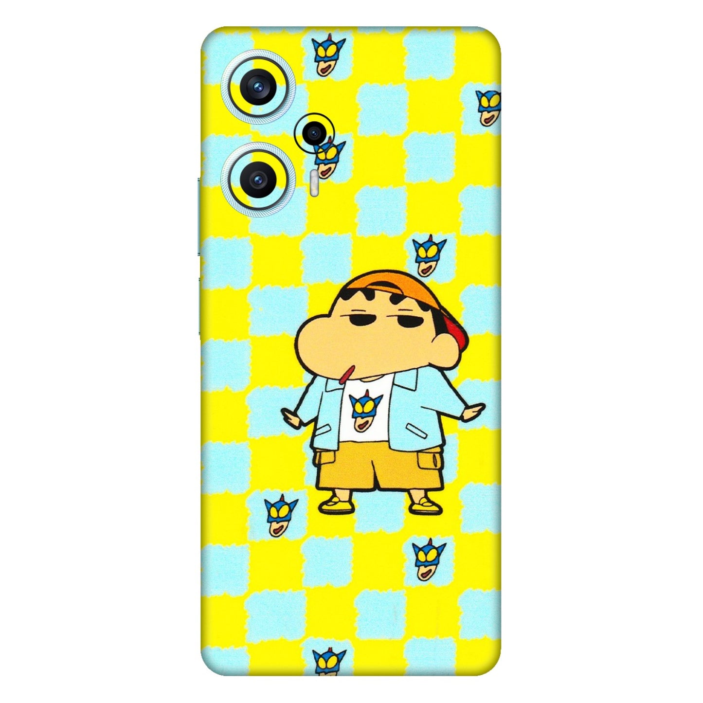 POCO Phone Skins (All Models) - Yellow Blue Shinchan Cute - 3D Embossed Finish (L-221) Poco F5 (5G)
