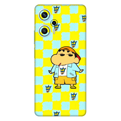 POCO Phone Skins (All Models) - Yellow Blue Shinchan Cute - 3D Embossed Finish (L-221) Poco F5 (5G)