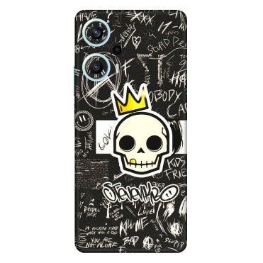 POCO Phone Skins (All Models) - Funny Skull Black Chalk Grafitti - 3D Embossed Finish (L-22) Poco F5 (5G)
