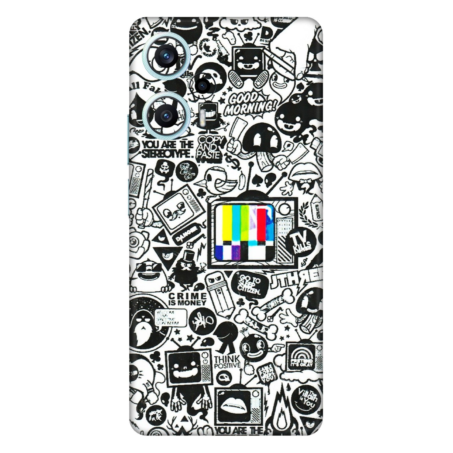 POCO Phone Skins (All Models) - Doodles Positive Art - 3D Embossed Finish (L-263) Poco F5 (5G)