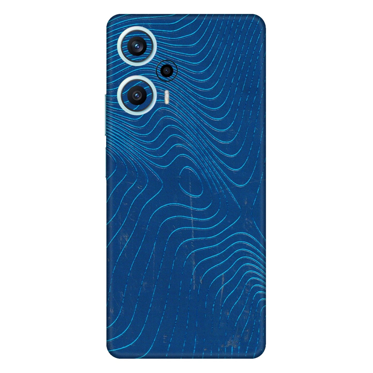 POCO Phone Skins (All Models) - Abstract Blue Line Map - 3D Embossed Finish (L-272) Poco F5 (5G)