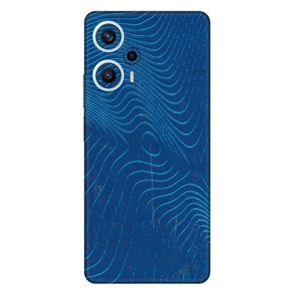 POCO Phone Skins (All Models) - Abstract Blue Line Map - 3D Embossed Finish (L-272) Poco F5 (5G)