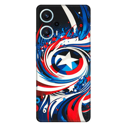 POCO Phone Skins (All Models) - Captain America Logo - 3D Embossed Finish (L-307) Poco F5 (5G)