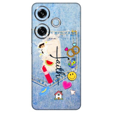 POCO Phone Skins (All Models) - Denim Jeans Pocket - 3D Embossed Finish (L-134) Poco F6 (5G)