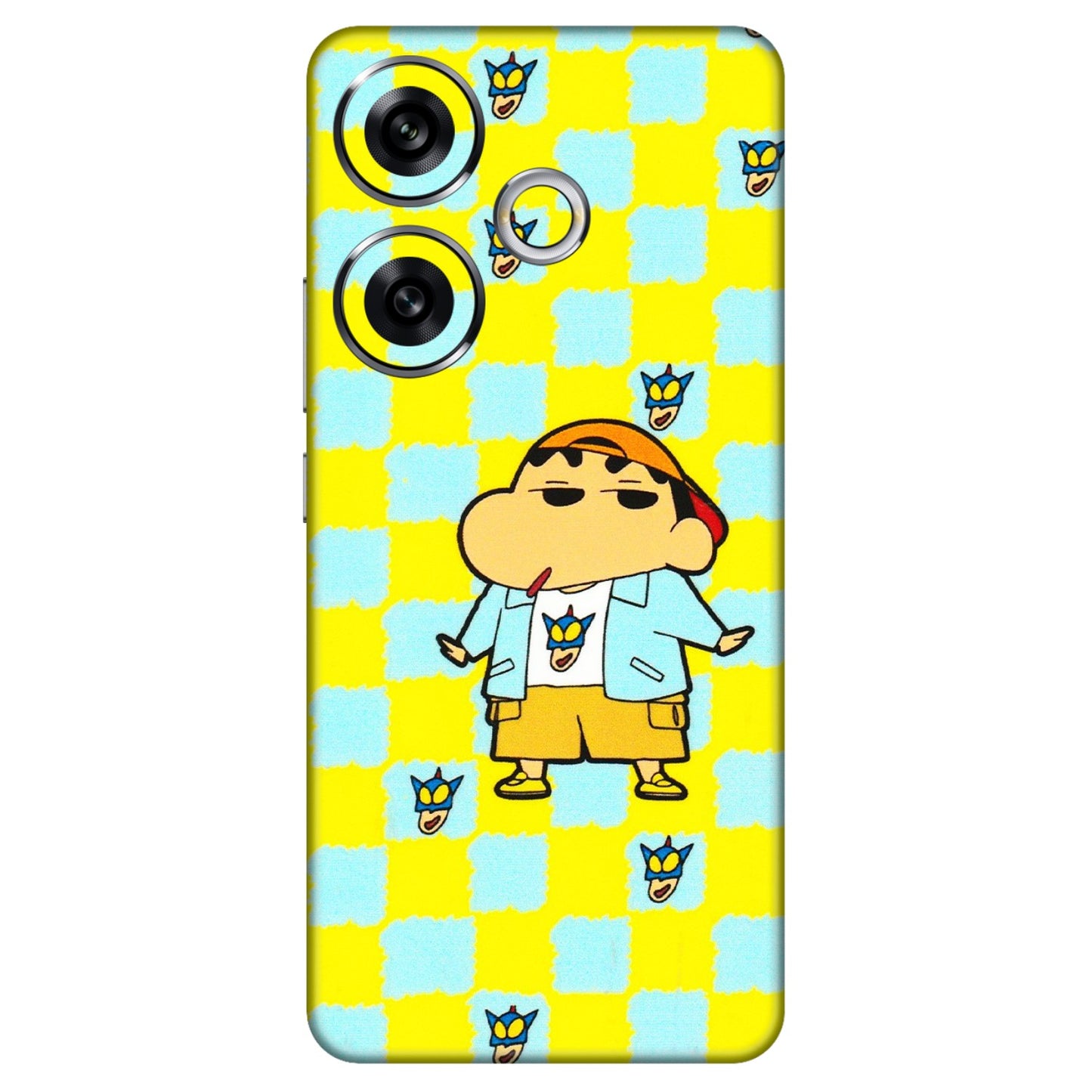 POCO Phone Skins (All Models) - Yellow Blue Shinchan Cute - 3D Embossed Finish (L-221) Poco F6 (5G)