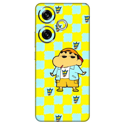 POCO Phone Skins (All Models) - Yellow Blue Shinchan Cute - 3D Embossed Finish (L-221) Poco F6 (5G)