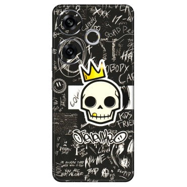 POCO Phone Skins (All Models) - Funny Skull Black Chalk Grafitti - 3D Embossed Finish (L-22) Poco F6 (5G)