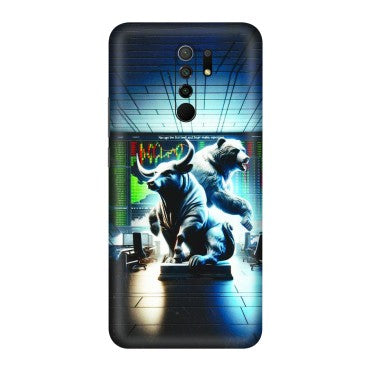 POCO Phone Skins (All Models) - Stock Market Sensex Bear vs Bulls - 3D Embossed Finish (L-15) Poco M2