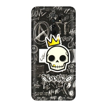 POCO Phone Skins (All Models) - Funny Skull Black Chalk Grafitti - 3D Embossed Finish (L-22) Poco M2