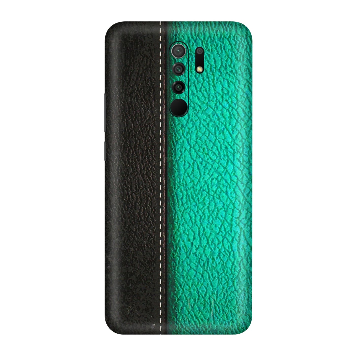 POCO Phone Skins (All Models) - Black Green Dual  Leather Stich - 3D Embossed Finish (L-233) Poco M2