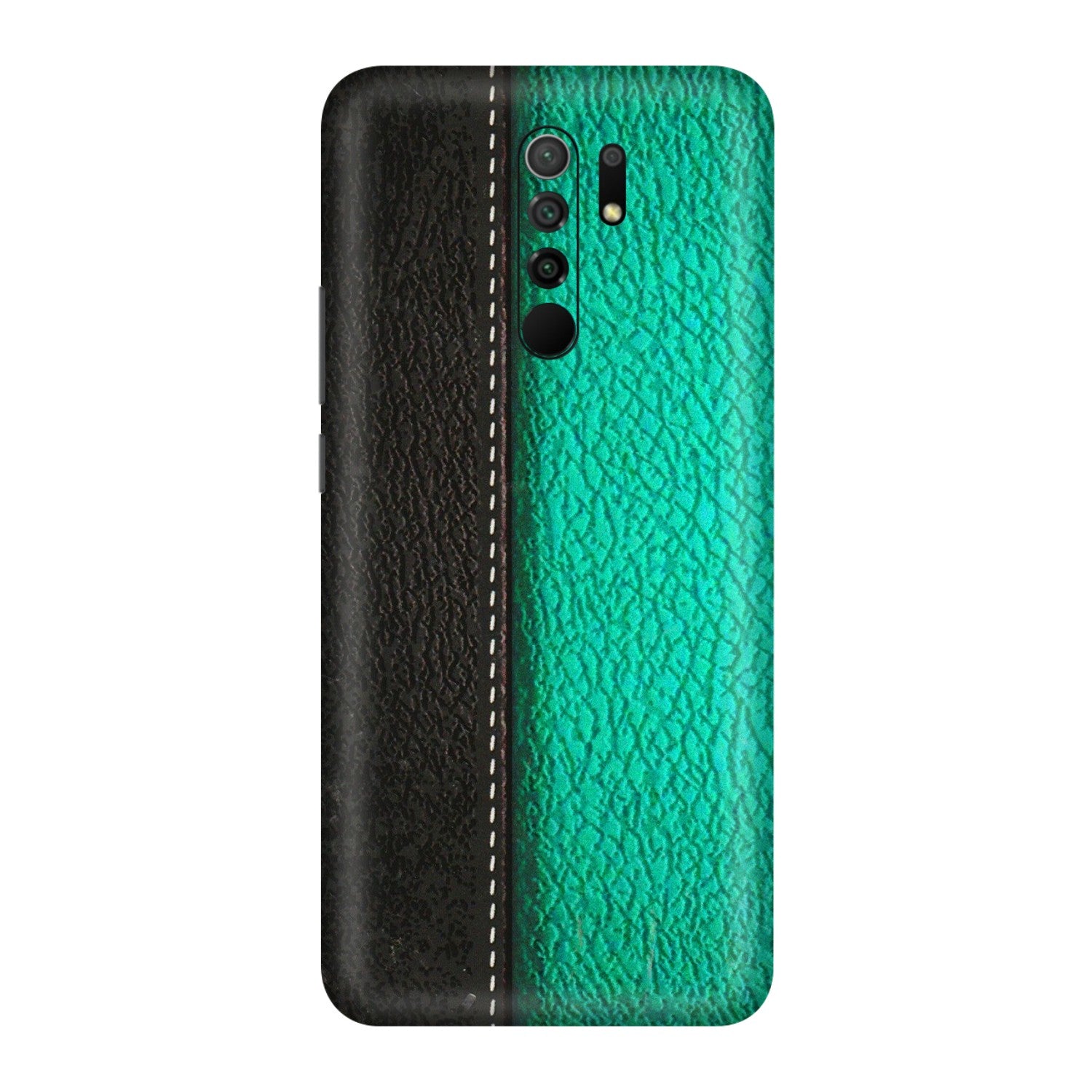 POCO Phone Skins (All Models) - Black Green Dual  Leather Stich - 3D Embossed Finish (L-233) Poco M2