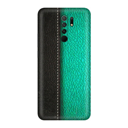 POCO Phone Skins (All Models) - Black Green Dual  Leather Stich - 3D Embossed Finish (L-233) Poco M2