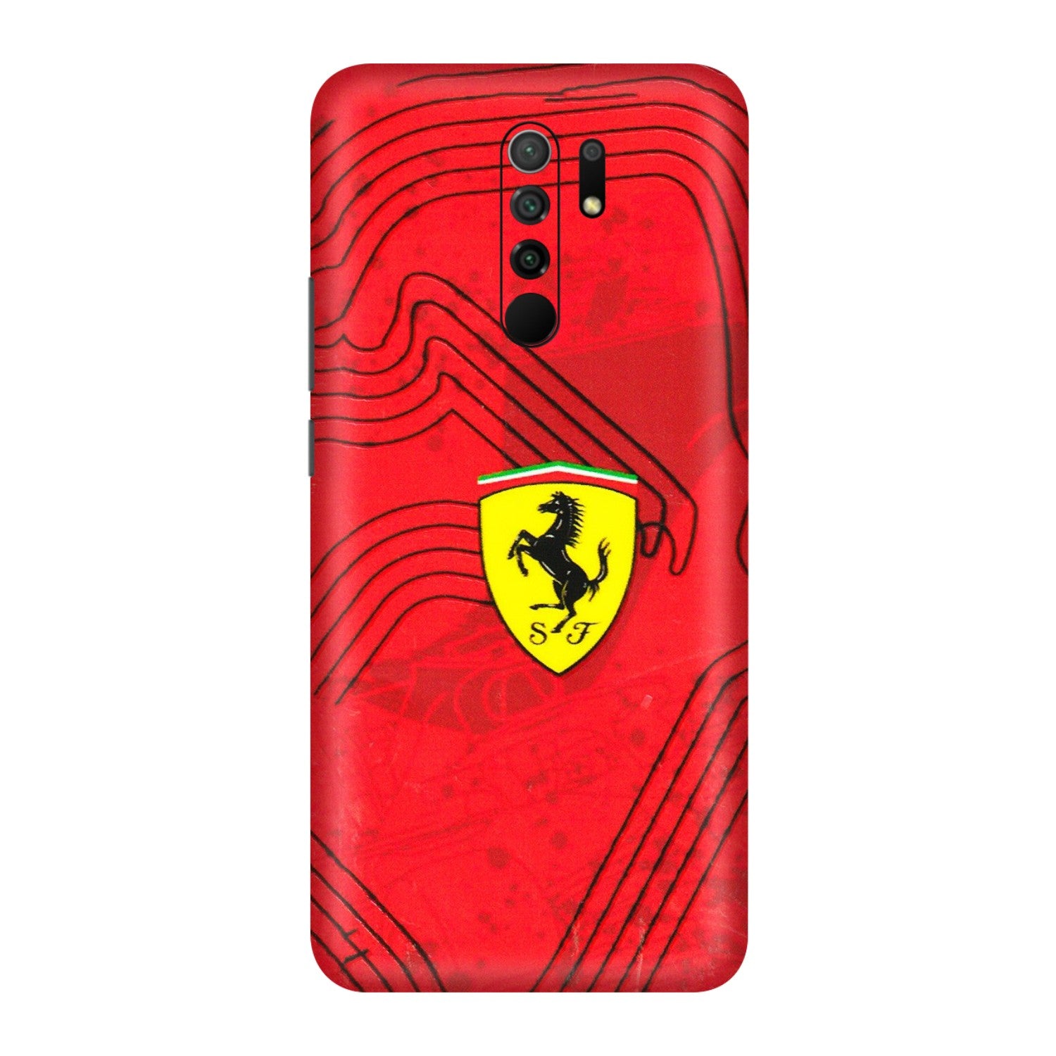 POCO Phone Skins (All Models) - Red Ferrari Logo Stylish - 3D Embossed Finish (L-238) Poco M2