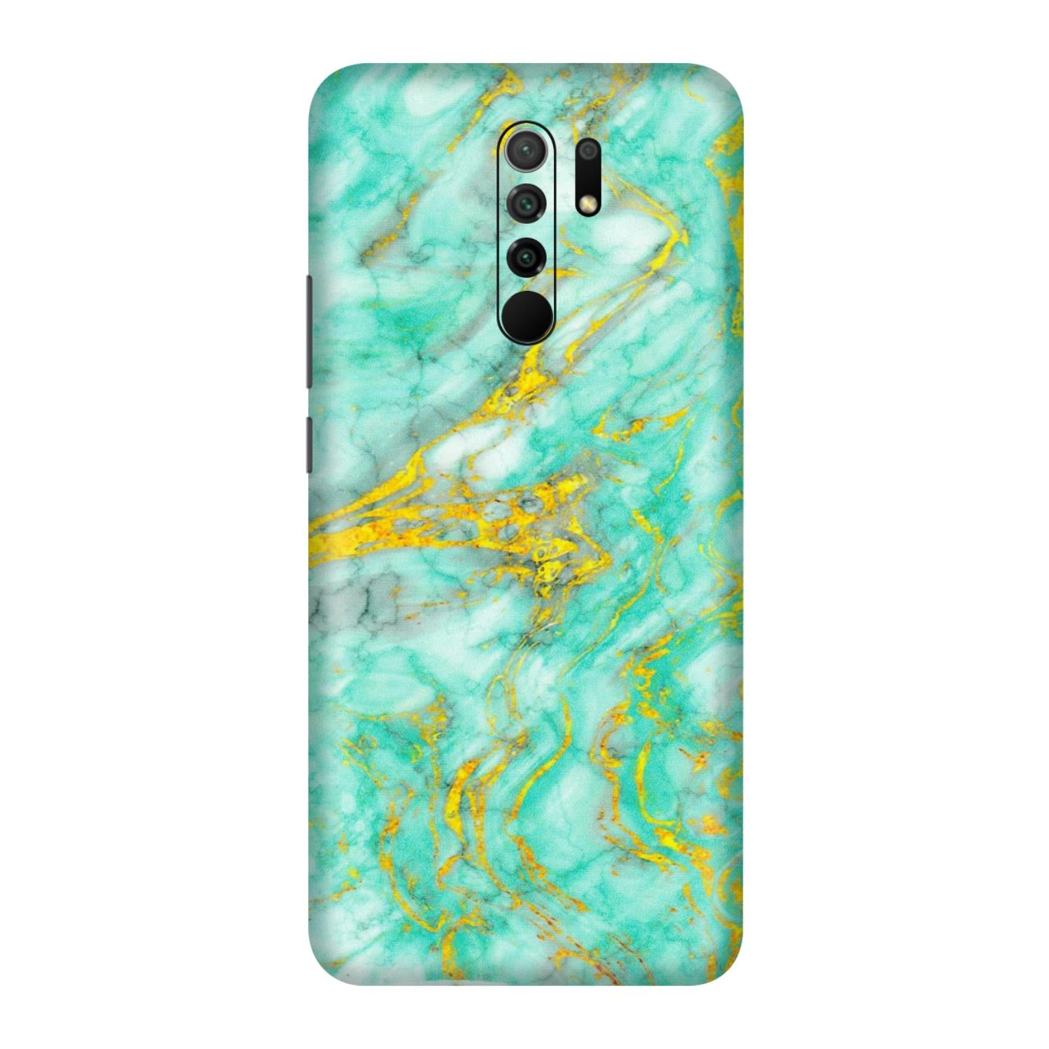 POCO Phone Skins (All Models) - Green And Gold Marble Feel - Matte Finish (M-16) Poco M2