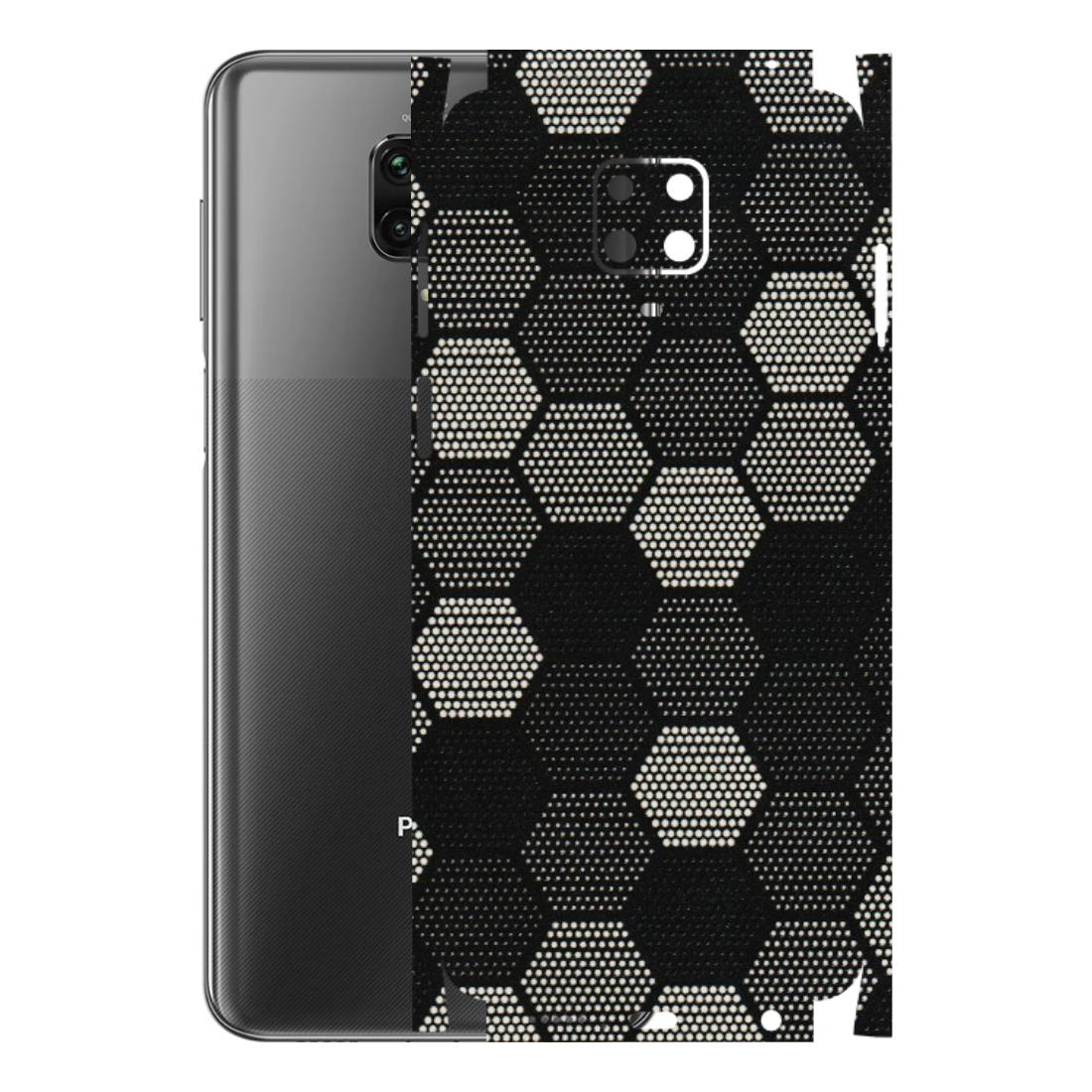 POCO Phone Skins (All Models) - Black & White Dotted Honeycomb Texture - 3D Embossed Finish (L-202) Poco M2 PRO