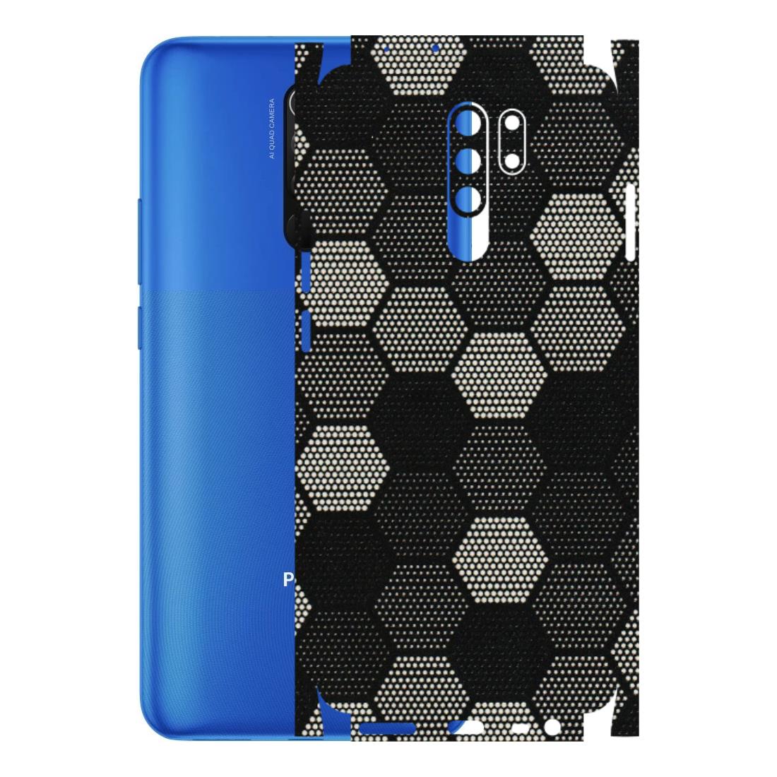 POCO Phone Skins (All Models) - Black & White Dotted Honeycomb Texture - 3D Embossed Finish (L-202) Poco M2 PRO