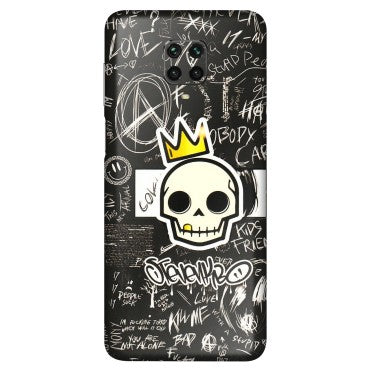 POCO Phone Skins (All Models) - Funny Skull Black Chalk Grafitti - 3D Embossed Finish (L-22) Poco M2 PRO
